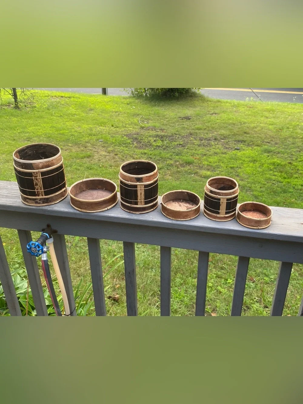 Handcrafted Indonesian Brown Bamboo Storage Canister Set of 3 Bark Box